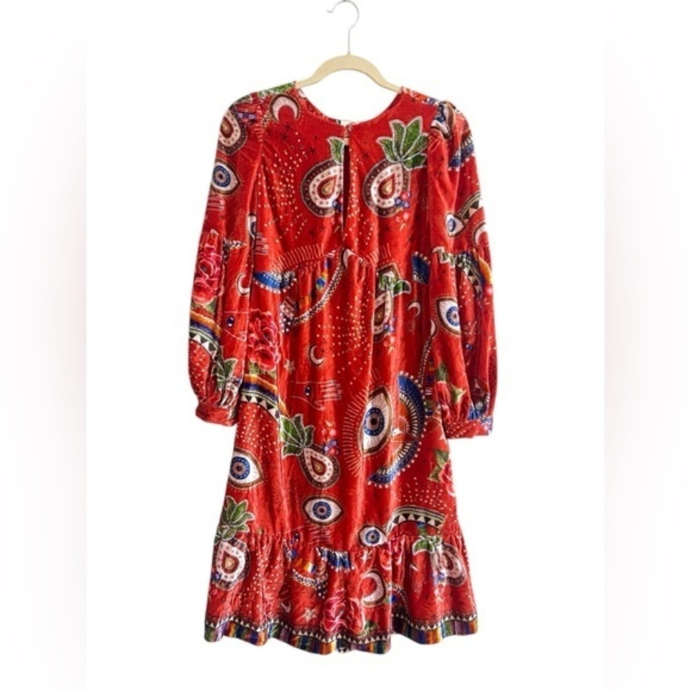 FARM Rio Mystic Red Velvet Midi Dress Boho Size XS